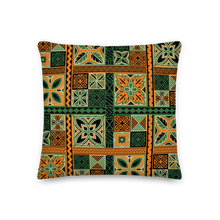 Load image into Gallery viewer, Green Tiki Squares Premium Pillow