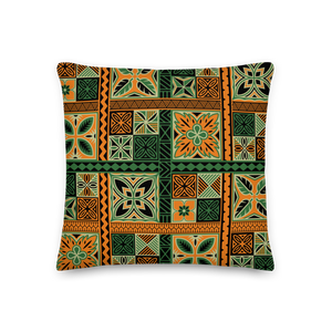 Green Tiki Squares Premium Pillow