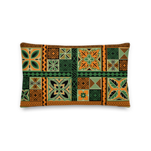 Load image into Gallery viewer, Green Tiki Squares Premium Pillow