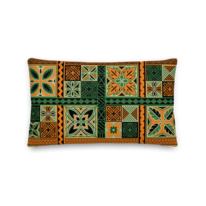 Green Tiki Squares Premium Pillow