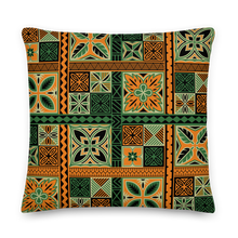 Load image into Gallery viewer, Green Tiki Squares Premium Pillow