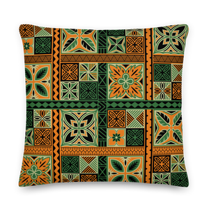 Green Tiki Squares Premium Pillow