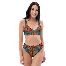 Load image into Gallery viewer, Beach Tiki Squares high-waisted bikini