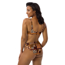 Load image into Gallery viewer, Tiki Squares high-waisted bikini