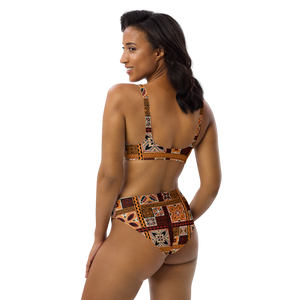 Tiki Squares high-waisted bikini