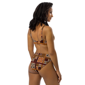 Tiki Squares high-waisted bikini