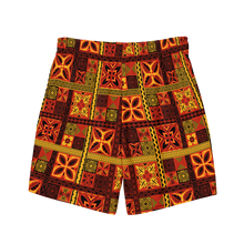 Load image into Gallery viewer, Fiery Tiki Squares Swim Trunks