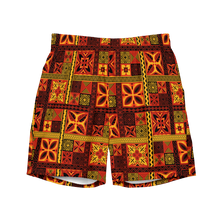 Load image into Gallery viewer, Fiery Tiki Squares Swim Trunks