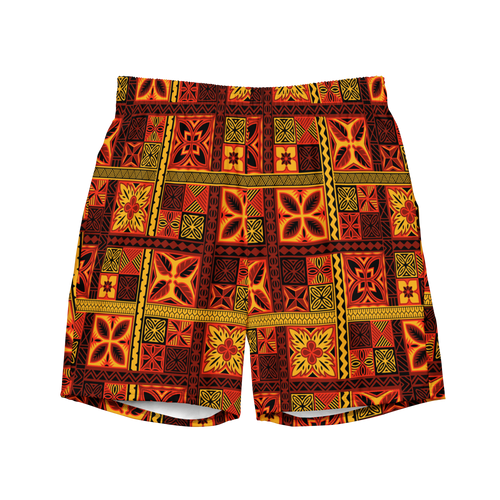 Fiery Tiki Squares Swim Trunks