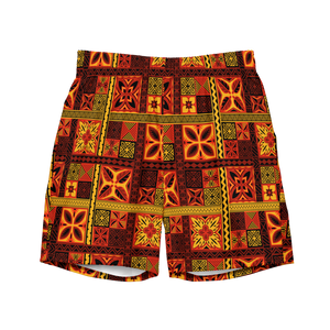 Fiery Tiki Squares Swim Trunks