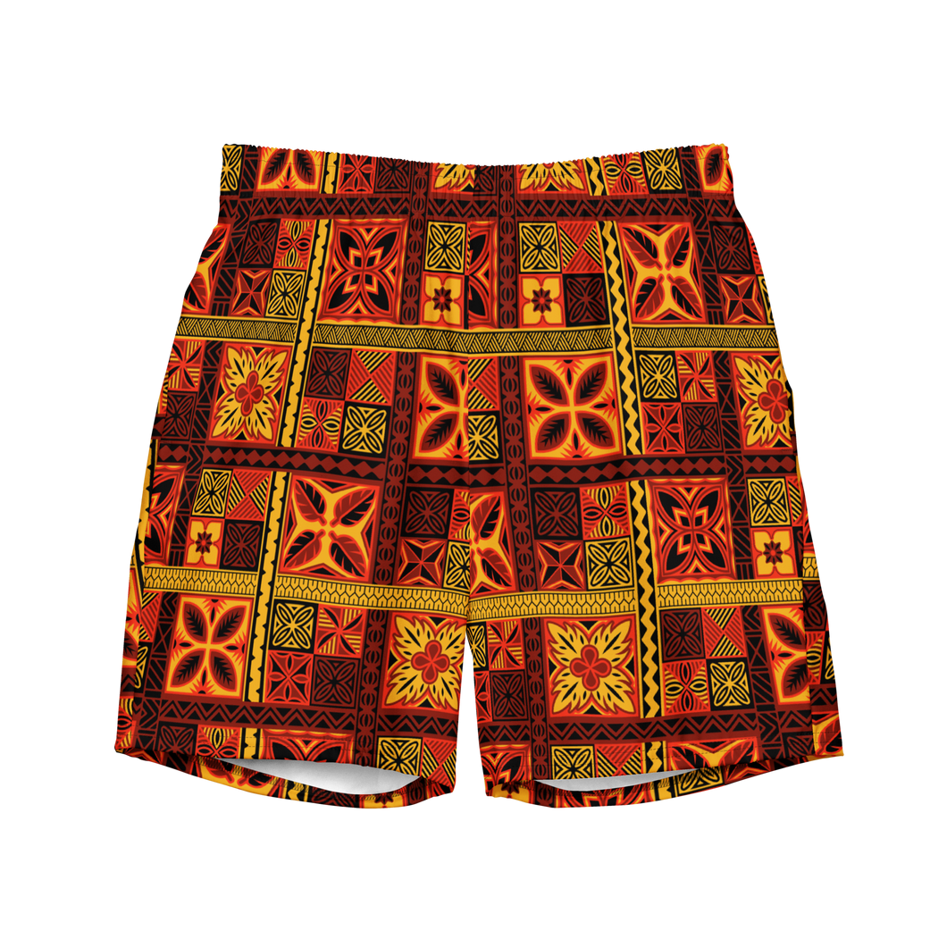 Fiery Tiki Squares Swim Trunks