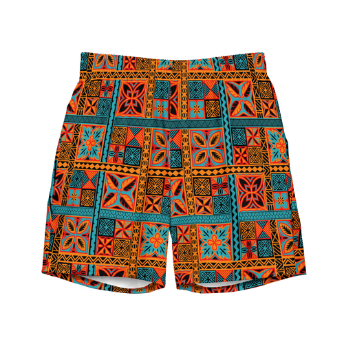 Beach Tiki Squares Swim Trunks