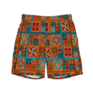 Beach Tiki Squares Swim Trunks