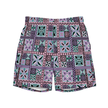 Load image into Gallery viewer, Purple Tiki Squares Swim Trunks