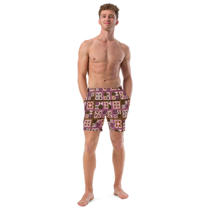 Neapolitan Tiki Squares Swim Trunks