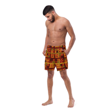 Load image into Gallery viewer, Fiery Tiki Squares Swim Trunks