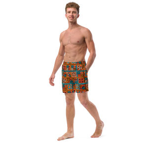 Beach Tiki Squares Swim Trunks