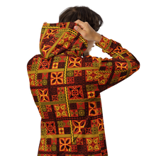 Load image into Gallery viewer, Fiery Tiki Squares Unisex zip hoodie