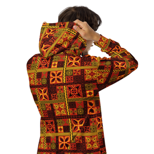 Fiery Tiki Squares Unisex zip hoodie