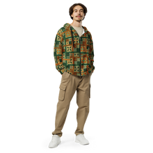 Load image into Gallery viewer, Green Tiki Squares Unisex zip hoodie