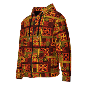 Fiery Tiki Squares Unisex zip hoodie