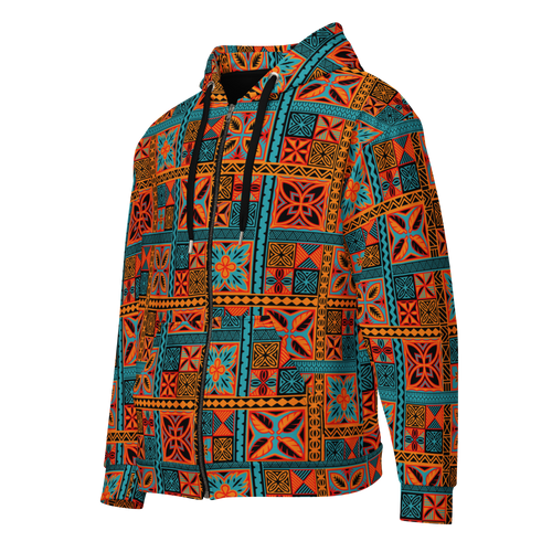 Beach Tiki Squares Unisex zip hoodie