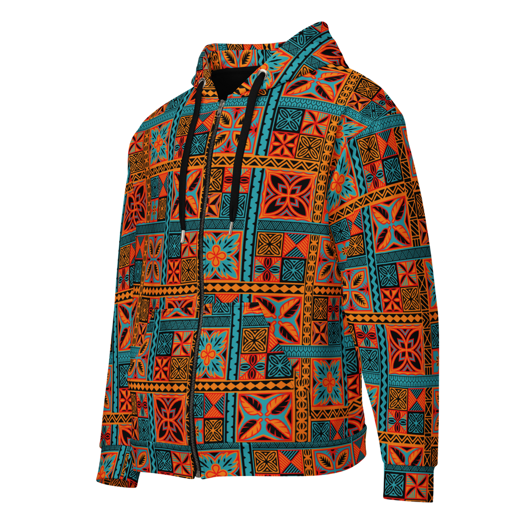 Beach Tiki Squares Unisex zip hoodie