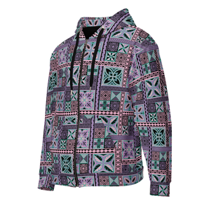 Purple Tiki Squares Unisex zip hoodie