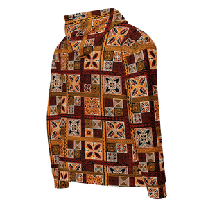 Tiki Squares Unisex zip hoodie