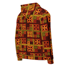 Load image into Gallery viewer, Fiery Tiki Squares Unisex zip hoodie