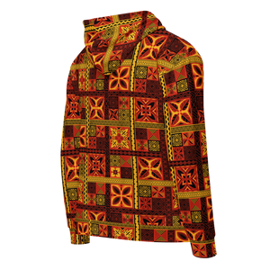 Fiery Tiki Squares Unisex zip hoodie