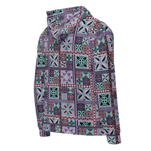 Load image into Gallery viewer, Purple Tiki Squares Unisex zip hoodie