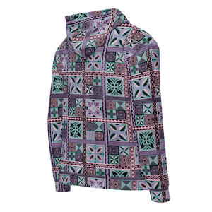 Purple Tiki Squares Unisex zip hoodie