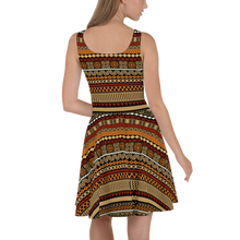 Load image into Gallery viewer, Earth Toned Tiki Striped Skater Dress