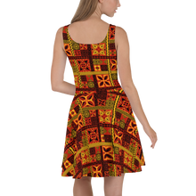 Load image into Gallery viewer, Fiery Tiki Squares Skater Dress