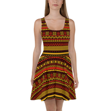 Load image into Gallery viewer, Warm Hued Tiki Striped Skater Dress