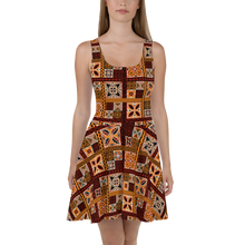 Load image into Gallery viewer, Brown Tiki Squares Skater Dress