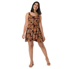 Load image into Gallery viewer, Brown Tiki Squares Skater Dress