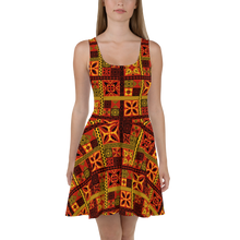 Load image into Gallery viewer, Fiery Tiki Squares Skater Dress