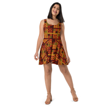 Load image into Gallery viewer, Fiery Tiki Squares Skater Dress