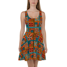 Load image into Gallery viewer, Beach Tiki Squares Skater Dress