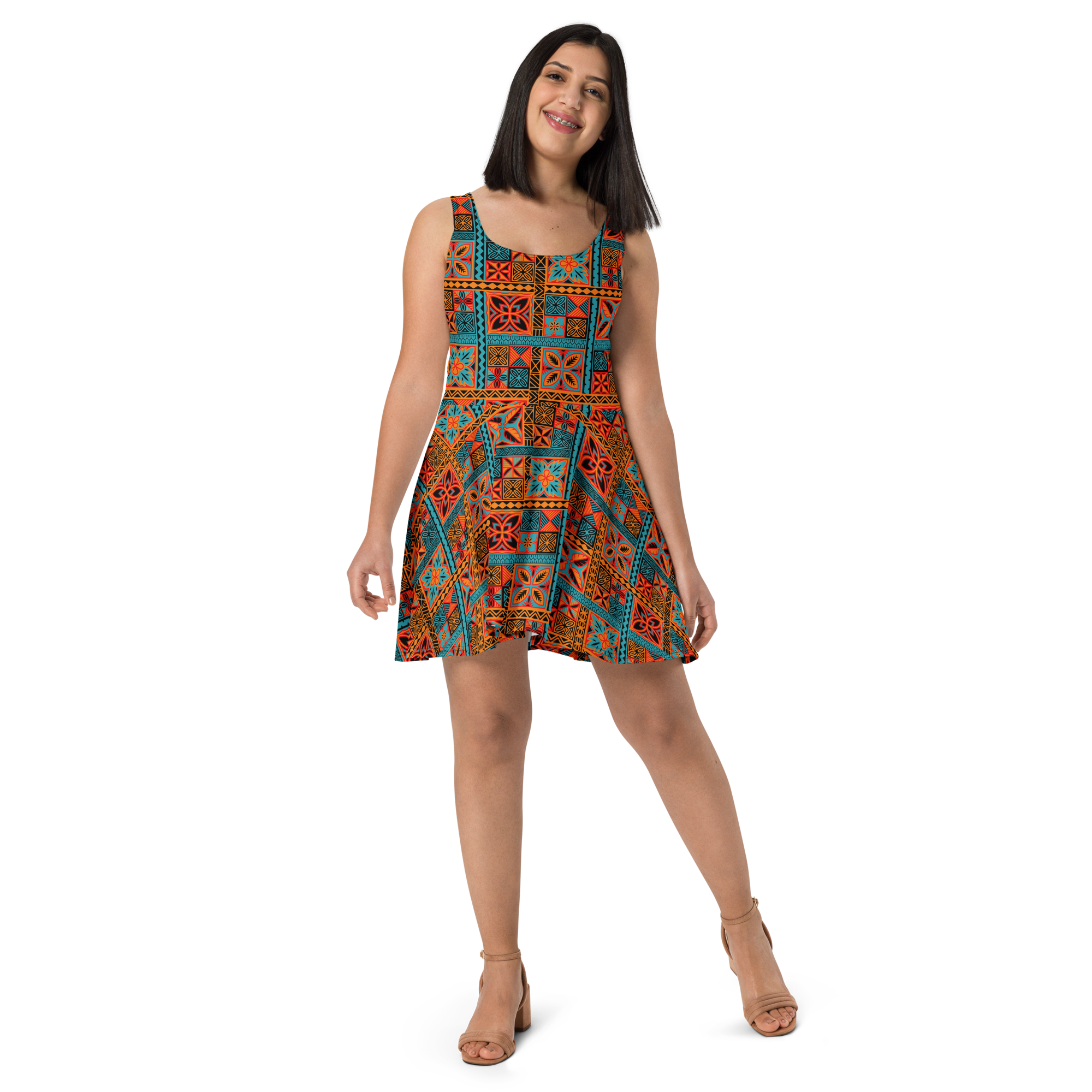 Beach Tiki Squares Skater Dress Beach Tiki Squares Skater Dress