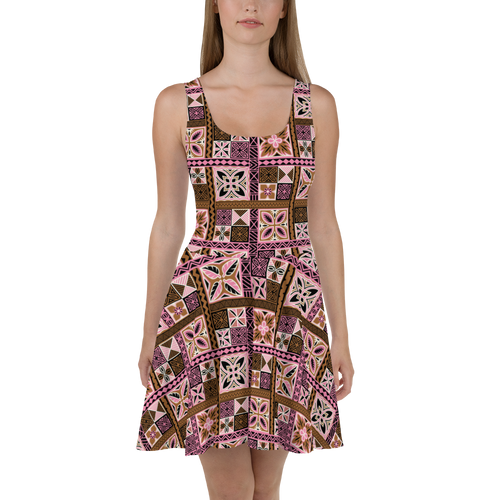 Neapolitan Tiki Squares Skater Dress