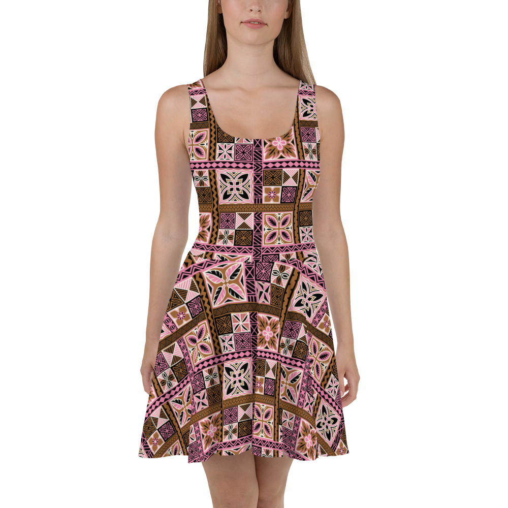 Neapolitan Tiki Squares Skater Dress