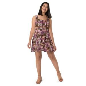 Neapolitan Tiki Squares Skater Dress