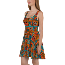 Load image into Gallery viewer, Beach Tiki Squares Skater Dress