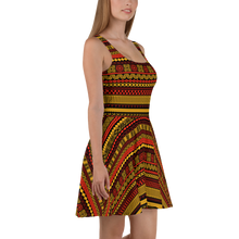 Load image into Gallery viewer, Warm Hued Tiki Striped Skater Dress