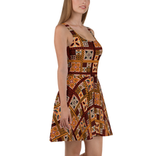 Load image into Gallery viewer, Brown Tiki Squares Skater Dress