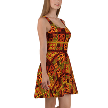 Load image into Gallery viewer, Fiery Tiki Squares Skater Dress