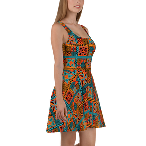 Beach Tiki Squares Skater Dress